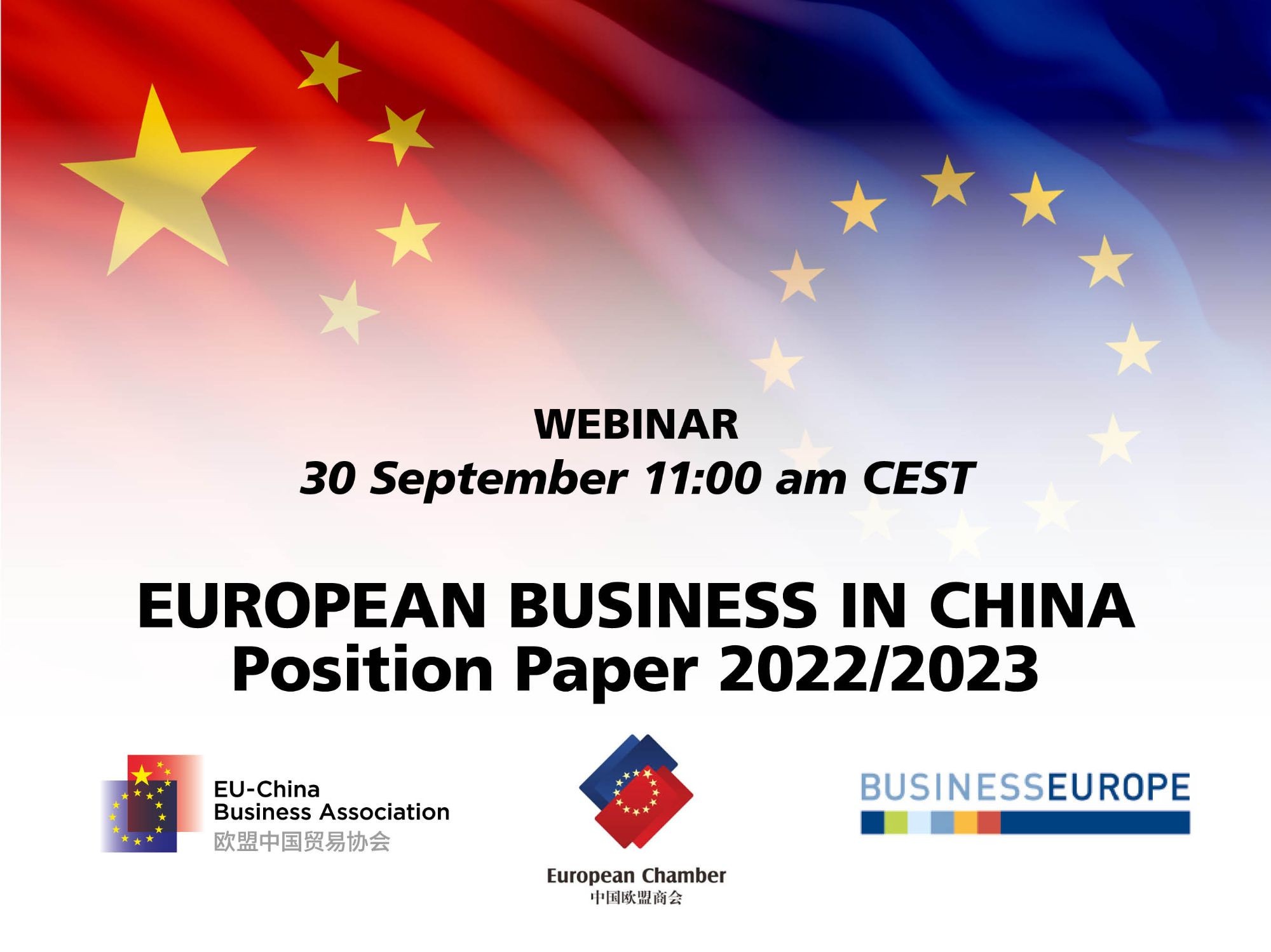 Webinar: European Business in China - Position Paper 2022/2023 - 30 September, 11:00 am CEST