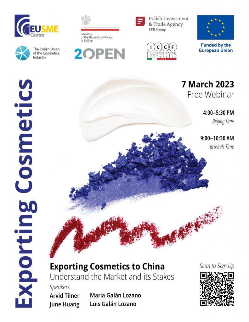Webinar: Exporting Cosmetics to China – 7 March 2023 - 9h00 CET