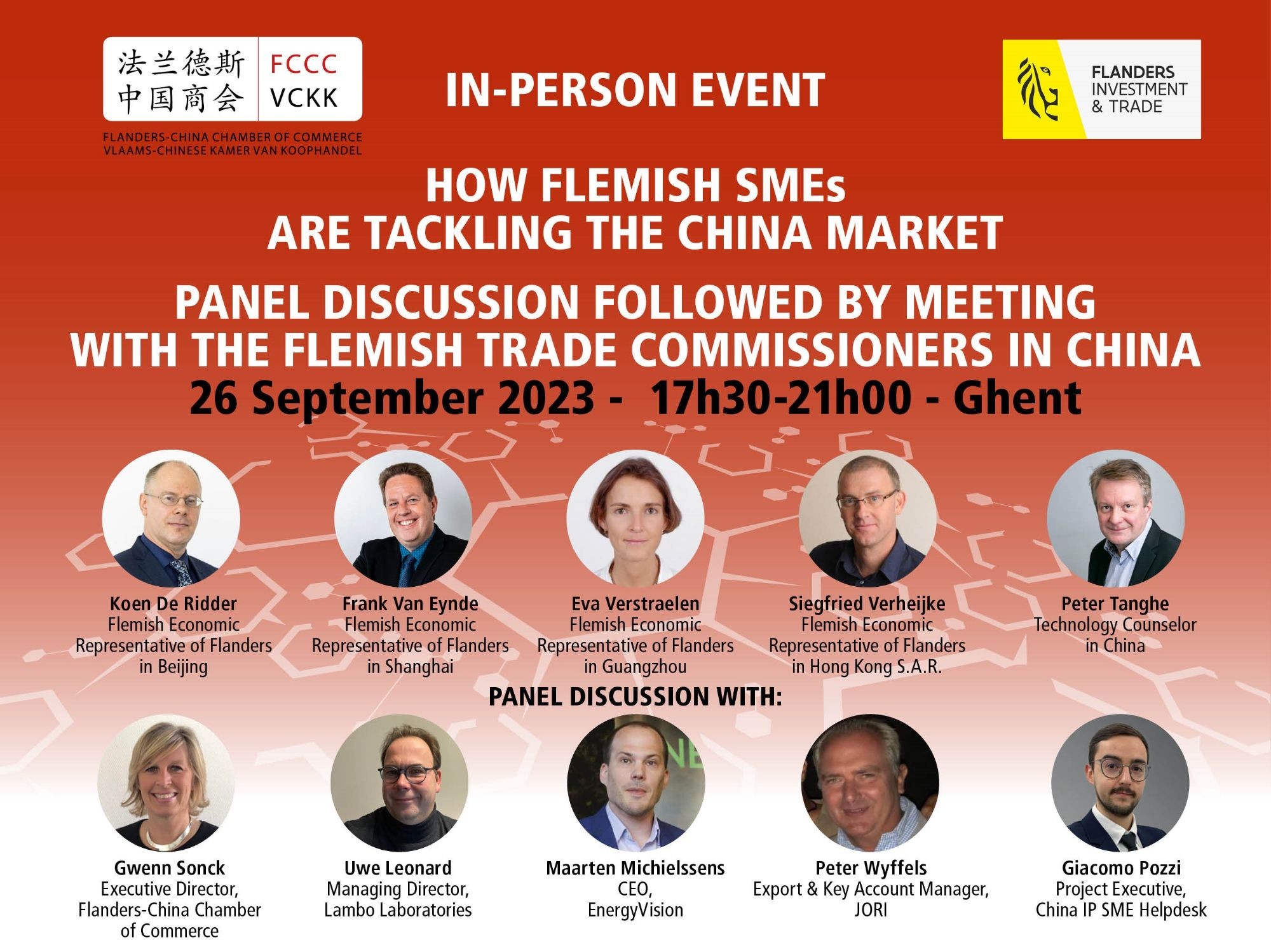 Join the China SME Panel discussion and Meet the Flemish Economic Representatives  in China - 26 September 2023 - 17h30 - Gent