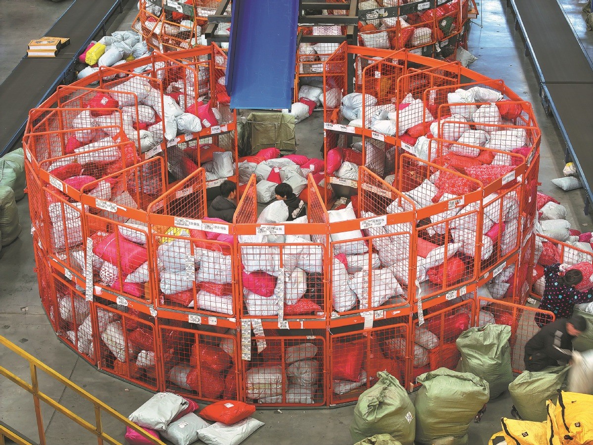 China handled 132 billion parcel shipments last year; 60% of the global total