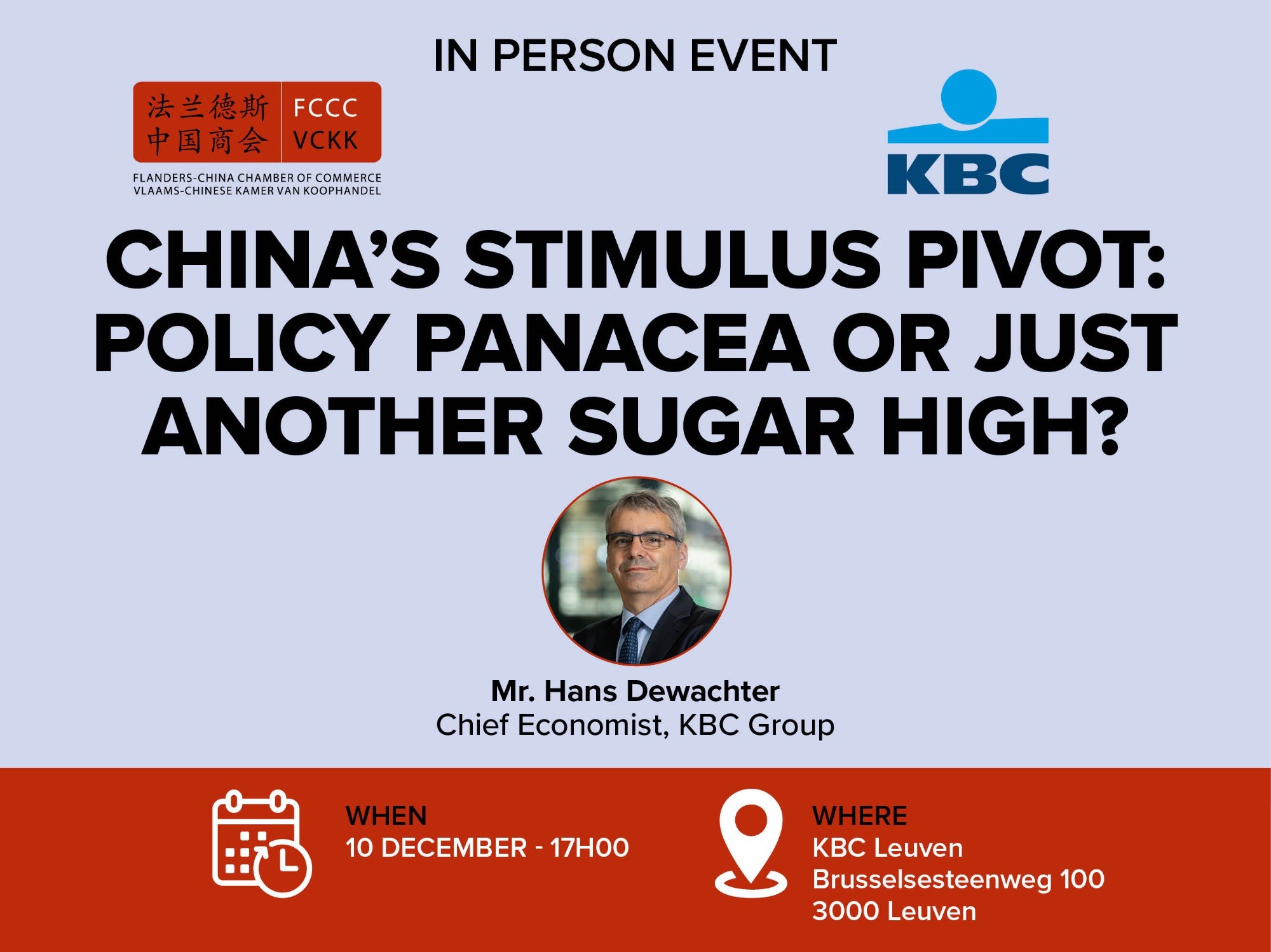In-person event: “China's stimulus pivot: policy panacea or just another sugar high?” – 10 December 2024, 17h00 – Leuven
